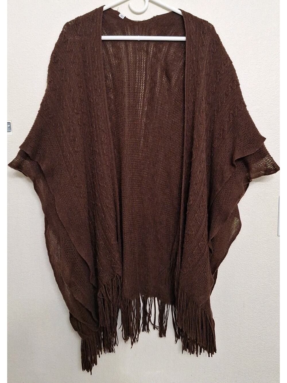 Jon & Anna Contemporary Open Cardigan OS Brown With Fringe